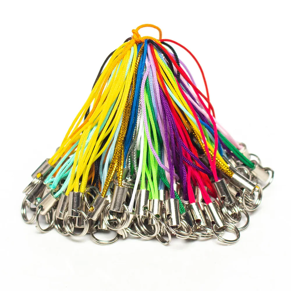 100pcs color polyester double ring lanyard jewelry lanyard mobile phone with craft pendant DIY handmade materials 100pcs lot 3 20colors diy polyester fluffy ballerina chiffon flower with pearl button in centre handmade accessories
