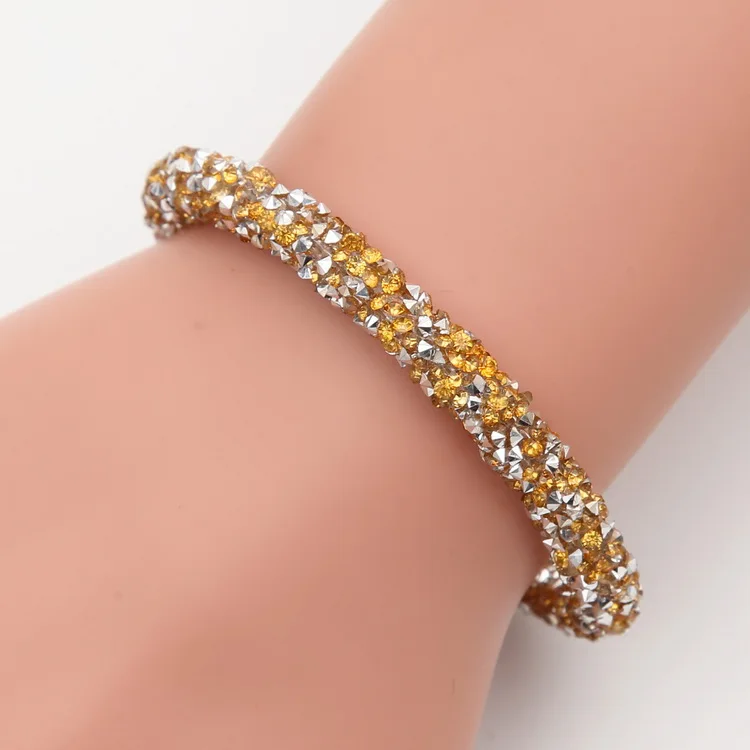 Yellow Сетчатый Браслет-манжета с кристаллами и звездами для женщин с кристаллами, заполненные камнями, магнитная застежка, очаровательные браслеты, браслеты - Окраска металла: Yellow