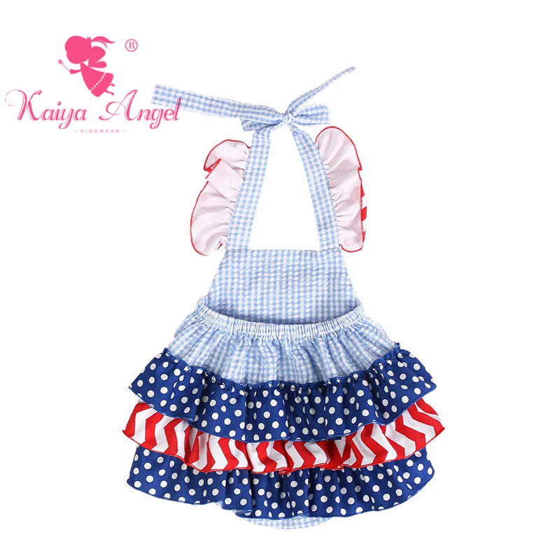 Комбинезоны Kaiya Angel 4 июля темно синие белые в мелкую клетку с пузырьками одежда из
