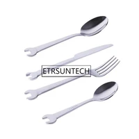 50sets creative wrench shape stainless steel dinner knife fork coffee spoon dinnerware set cutlery utensil kitchen