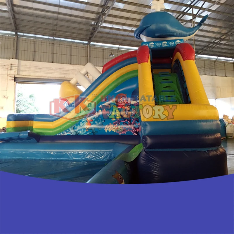Большая надувная горка от производителя надувной водный парк водные игры водная