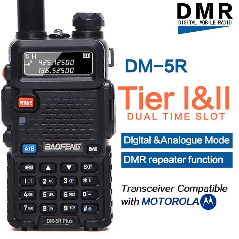 Baofeng DM-5R PLUS DMR Tier 1& 2 портативная рация цифровой и аналоговый режим DMR повторитель функция совместима с Moto