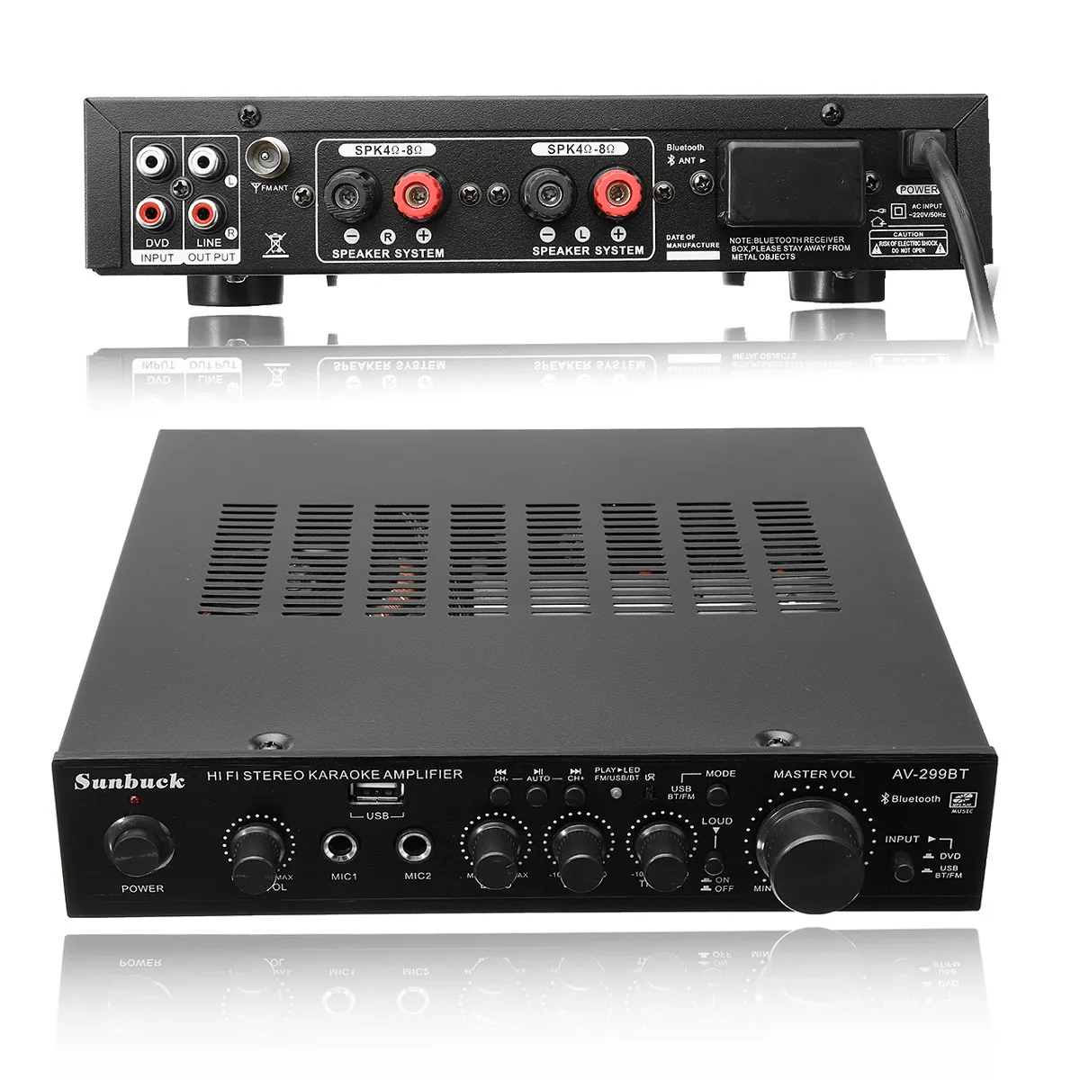CLAITE AV-299BT 200 Вт HIFI bluetooth стерео усилитель мощности Дистанционное управление USB FM микрофон вход Кино Домашний кинотеатр усилители