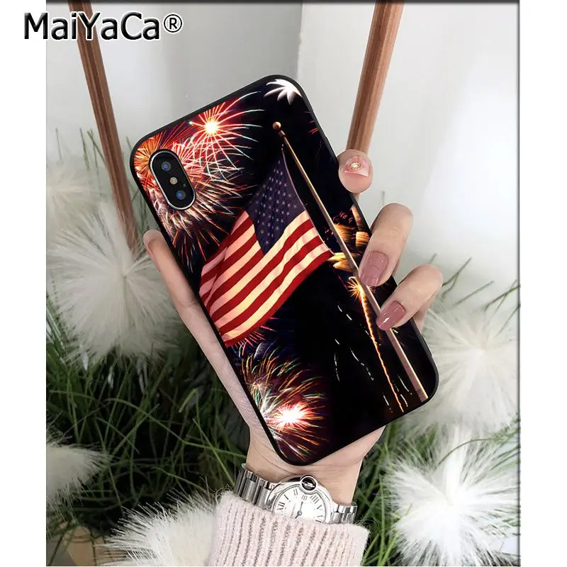 Мягкий чехол для телефона MaiYaCa с американским флагом США TPU Apple iPhone 8 7 6 6S Plus X XS MAX 5 5S