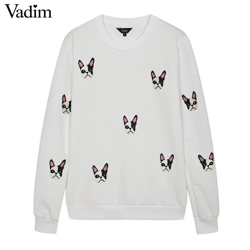 Женский свитер с длинным рукавом SW787 милый осенний рисунком собаки Повседневная