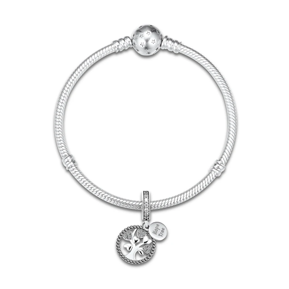 Амулеты подходят для браслетов Pandora Hope Tree Bead 100% 925 оригинальные ювелирные изделия