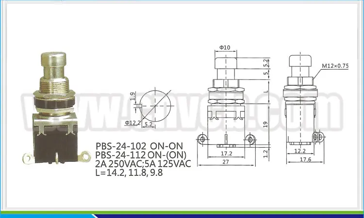 Кнопочный переключатель NS218 с 6 контактами 12 В а|pin pin|pin 5pin 2 |