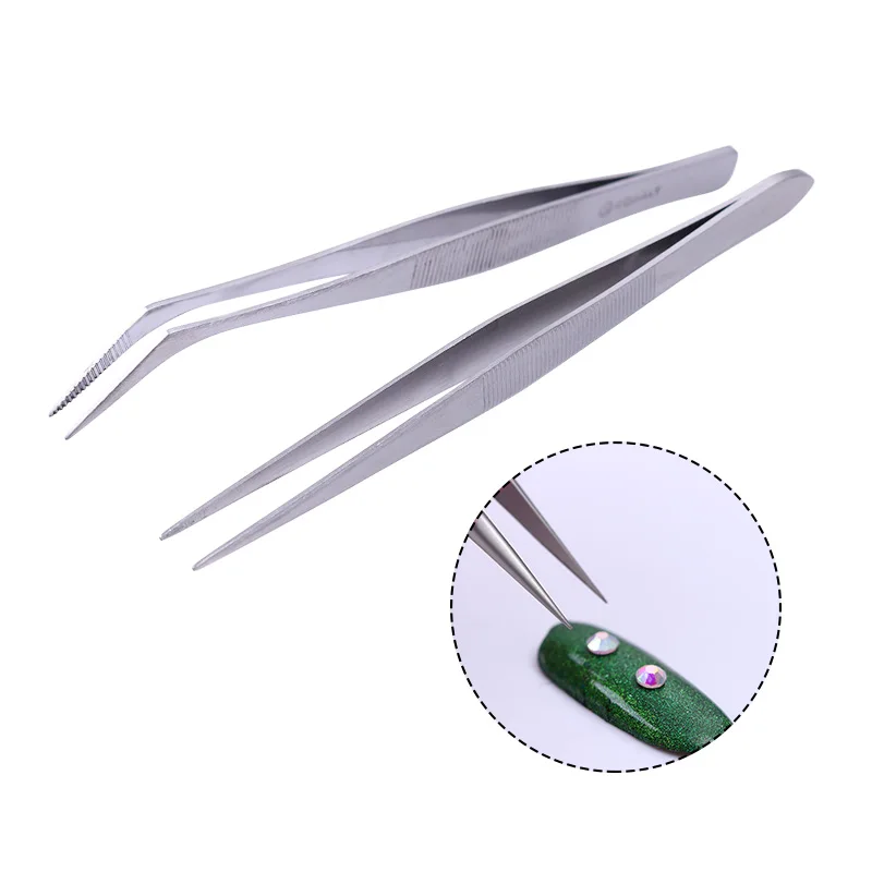 2 шт. прямые и изогнутые пинцеты для дизайна ногтей накладные ресницы пинцет