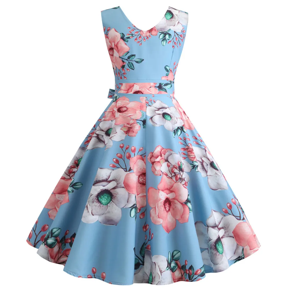 Женское винтажное платье туника средней длины элегантный сарафан с цветочным