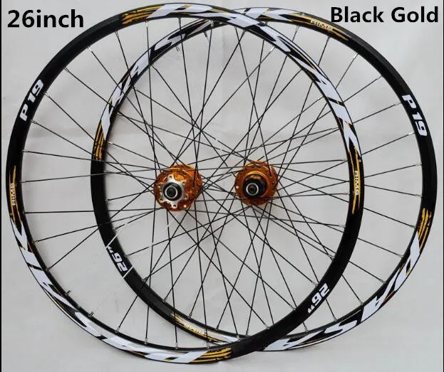 Pasak MTB горный велосипед передний 2 задний 4 герметичные подшипники колесо со ступицей колесные диски - Цвет: 26inch black gold