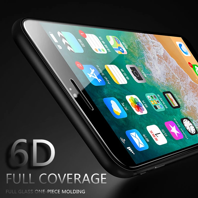 6D Защитное стекло для iPhone 6 6S 7 8 X стекло на закаленное стекло для iPhone 6 6S 7 8 Plus Защитная пленка для экрана