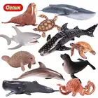 Реалистичные водные животные Oenux, фигурки животных, морская жизнь, Акула, Кит, дельфин, рыба, черепахи, твердая ПВХ модель, игрушка для детей