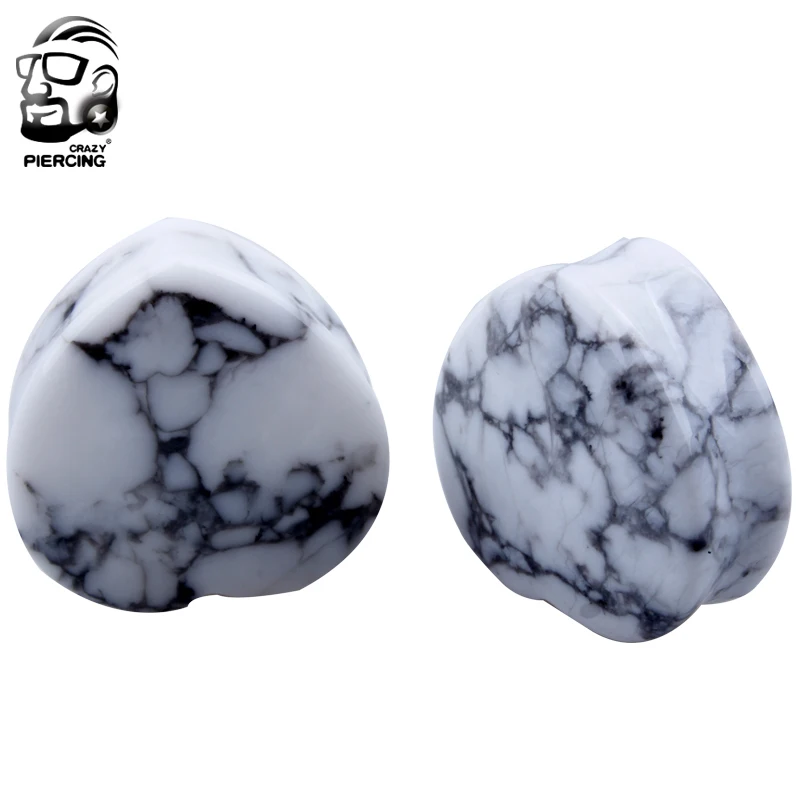 Пирсинг 1 пара белый опал камень конический датчик расширитель ушей растяжка