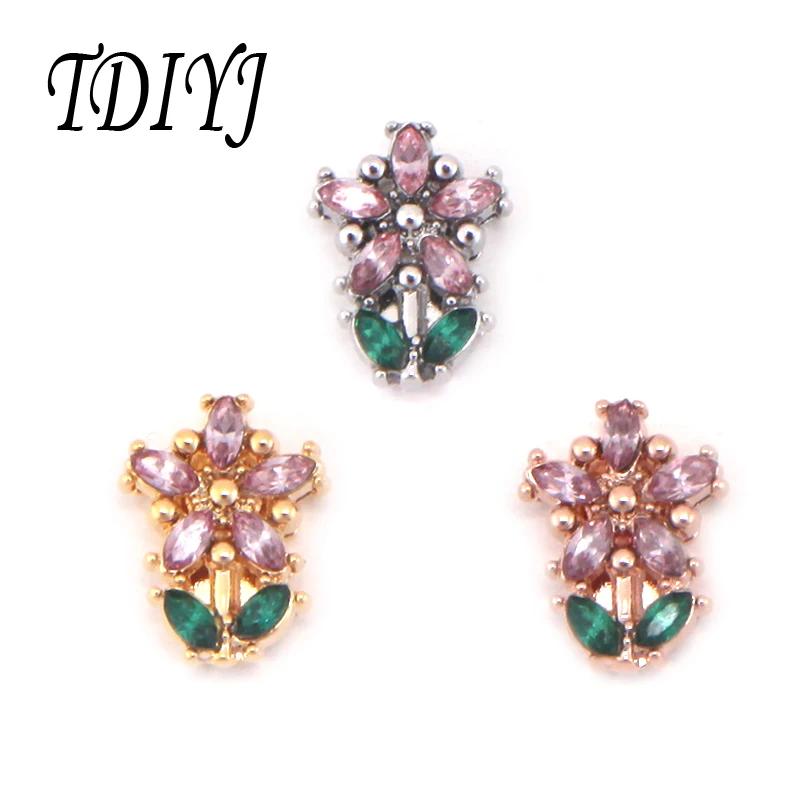 

TDIYJ Flowers Keeper Slide Charms for 10mm Mesh Bracelet Keeper DIY Women Bracelet Charms 6pcs/lot