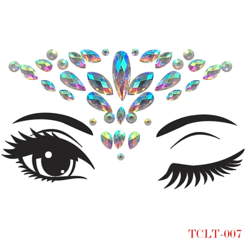 TCLT-007 1PCS 24 стиля клейкий липкий стикер для драгоценных камней Макияж Лицо Boob кристалл драгоценности фестиваль драгоценные камни вечерние наклейки для макияжа s лицо драгоценные камни для тела - Цвет: TCLT-007 1PCS