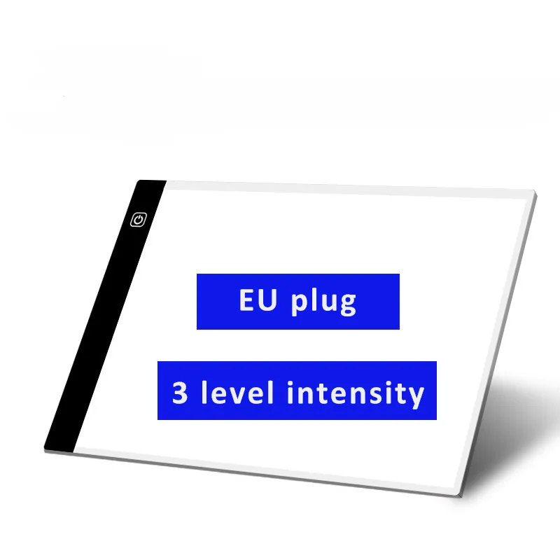 EU-3 level intensity Яркий A4 светодиодный свет доска объявлений коробка калькирование, копирование чертежный стол с возможностью регулирования позволяющая переводить картинки доска+ адаптер - Цвет: EU-3 level intensity