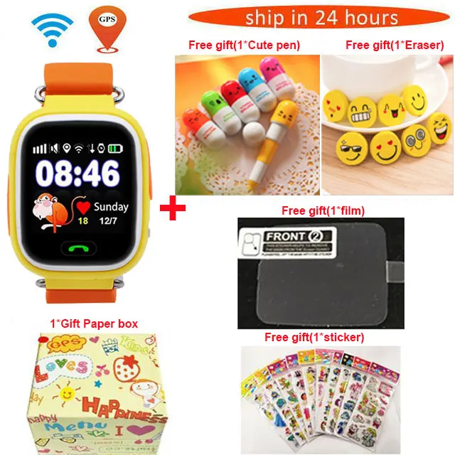 orange package 1 Из России gps Q90 сенсорный экран Wi-Fi позиционирование Смарт-часы Дети SOS Вызов Расположение Finder устройство анти-потеря монитор - Цвет: orange package 1