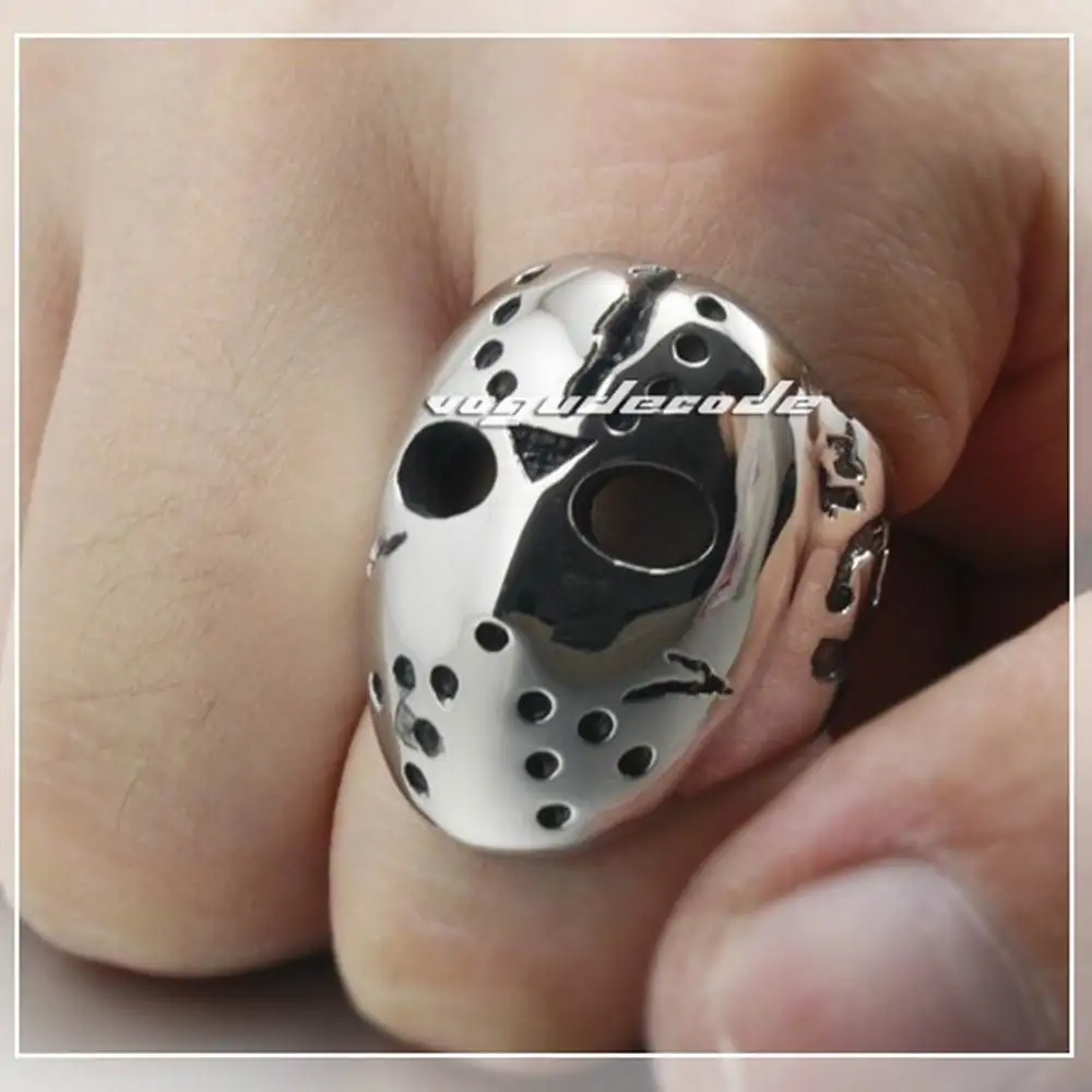 Мужское байкерское кольцо Jason для хоккея на Хэллоуин из нержавеющей стали 316L