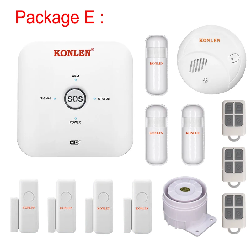 Wifi GSM Tuya мини-сигнализация комплект беспроводной с ip-камерой для дома безопасности дома поддержка Alexa Google Home Smart - Цвет: Package E