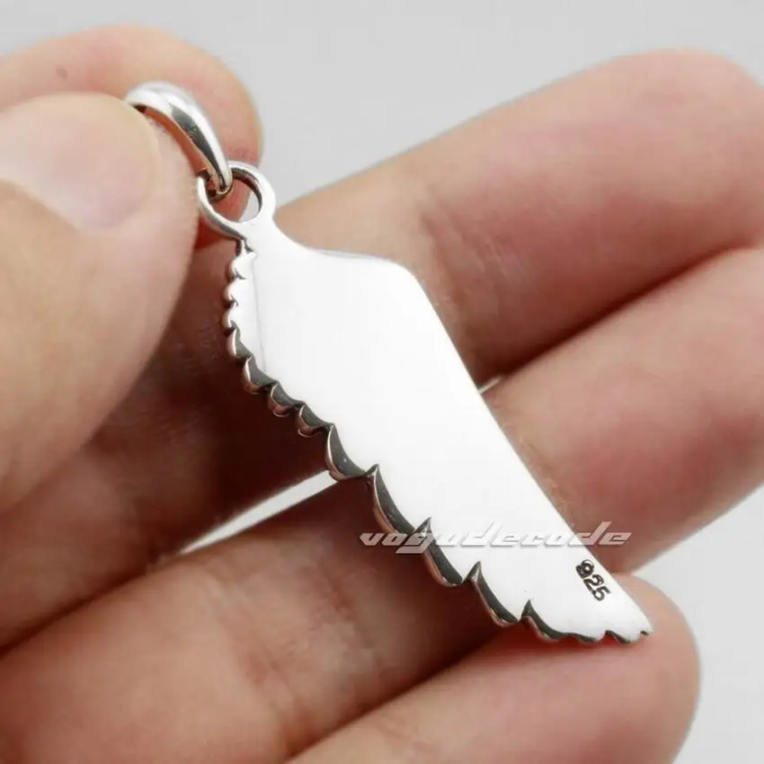 LINSION подвеска в виде ангела птицы крыла пера искусственное серебро 8A011|sterling silver