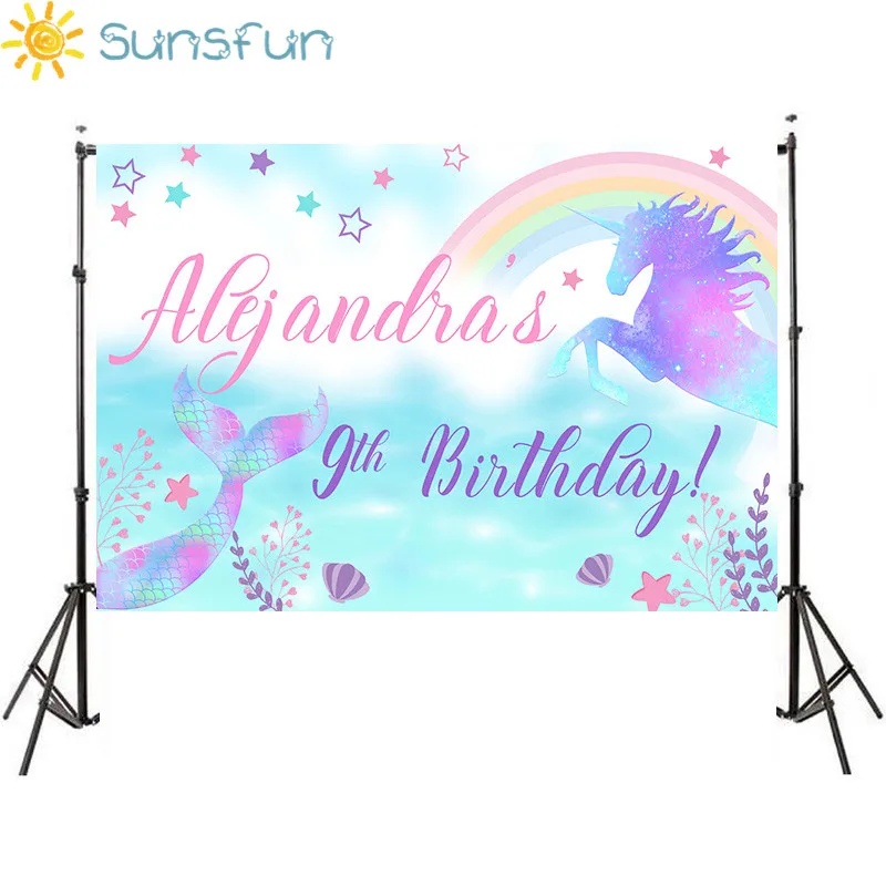 Радужный Единорог Sunsfun 7x5 футов дети звезды день рождения фотостудия фотосессия