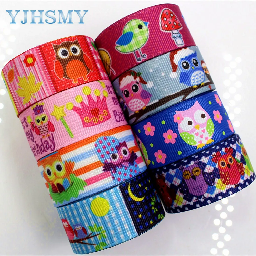 YJHSMY H 17531 1069 10 ярдов 22 мм мультфильм сова термопечать grosgrain Свадебные аксессуары