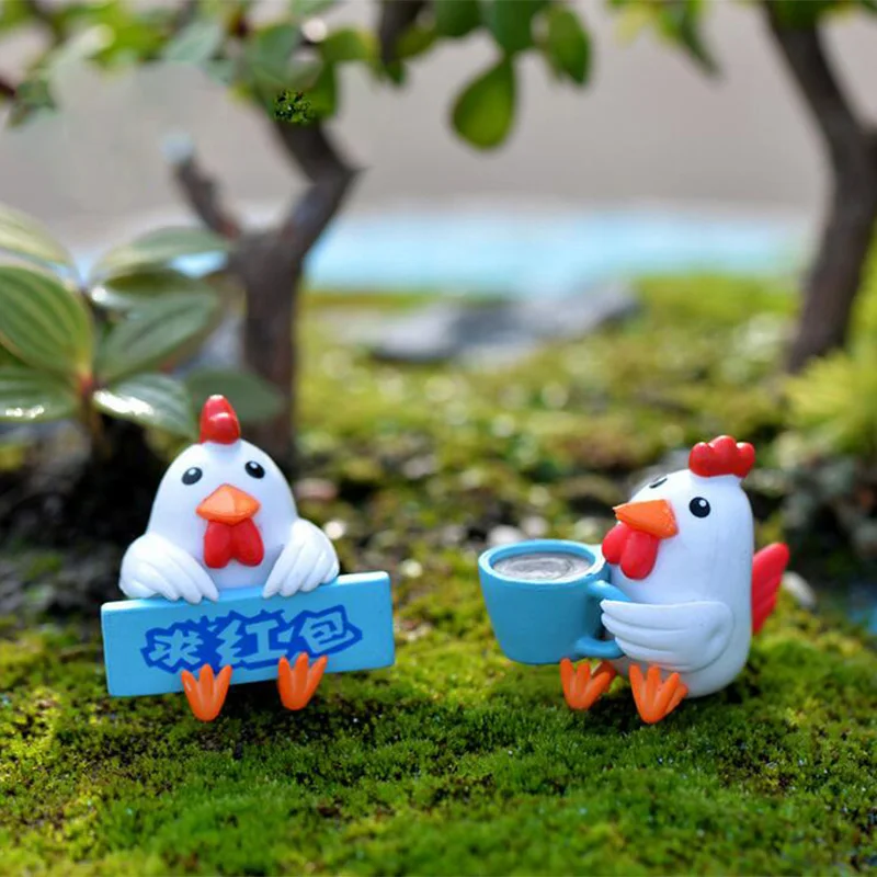 Miniature Chicks figurine Decor Mini Fairy Garden cartoon character figure statue Model anime Resin craft ornaments DW-S-098 | Дом и сад