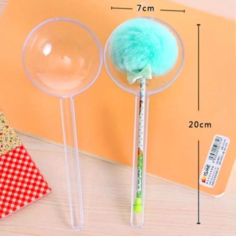 

NNRTS Creative Cute Colorful Fur Plush Ball Gel Pen Candy Color Ball Top Pen 0.5mm Black Ink Stationery School Office Supplies