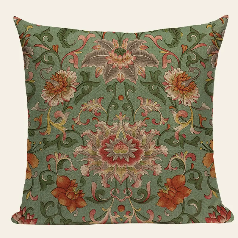 Винтаж деревенский декоративные Cushioncovers красочные подушки с принтом в китайском стиле Стиль льняная Подушка Чехол Диван Seat Обложка домашний декор на заказ - Цвет: 2699