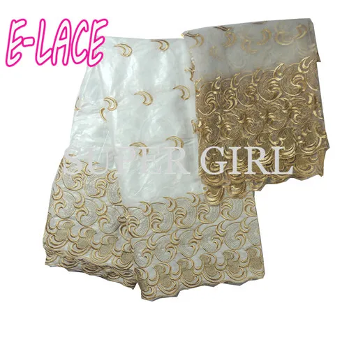 5 ярдов Базен кружево + 2 чистая кружева вышитые кружевной ткани Африканский