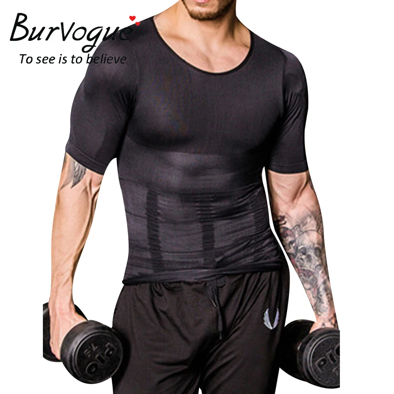 Burvogue Для мужчин для похудения белье талии Cincher корсет Shaper жилет сжатия короткий