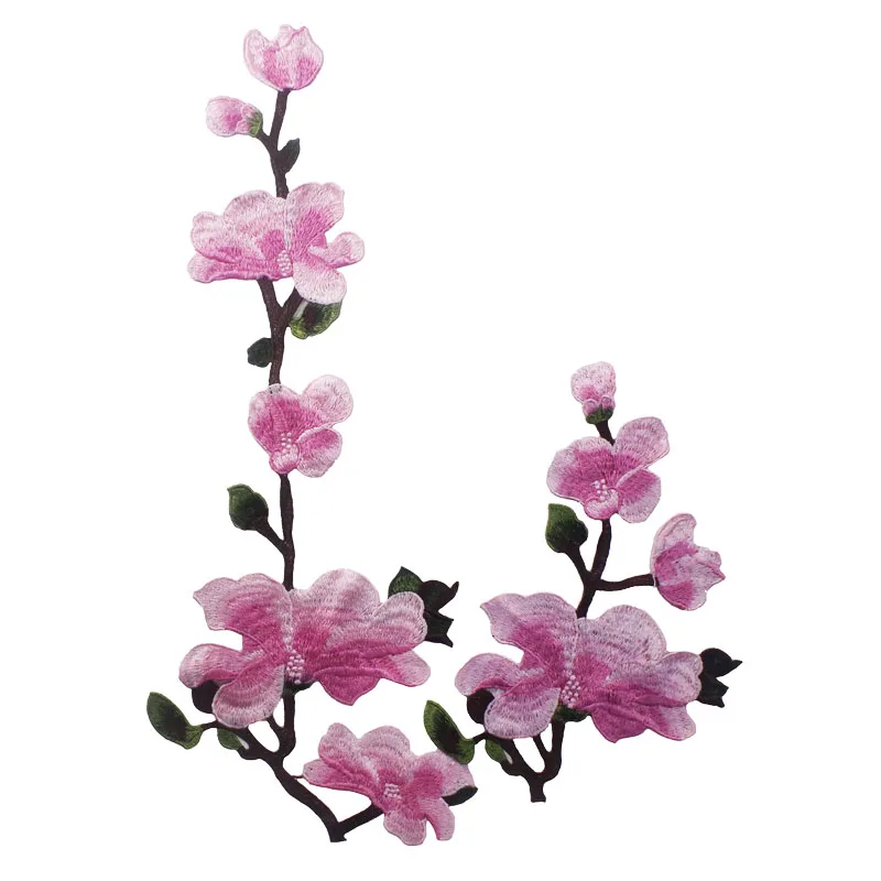 10 компл. Розовый пион длинная пара кружевная вышивка аппликация кружева гипюр