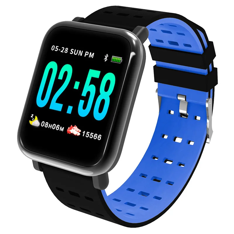 SmartBand Blue Умный Браслет A6, водонепроницаемый шагомер, фитнес-трекер, пульсометр, кровяное давление, часы для мужчин и женщин, браслет для отслеживания активности - Цвет: SmartBand Blue
