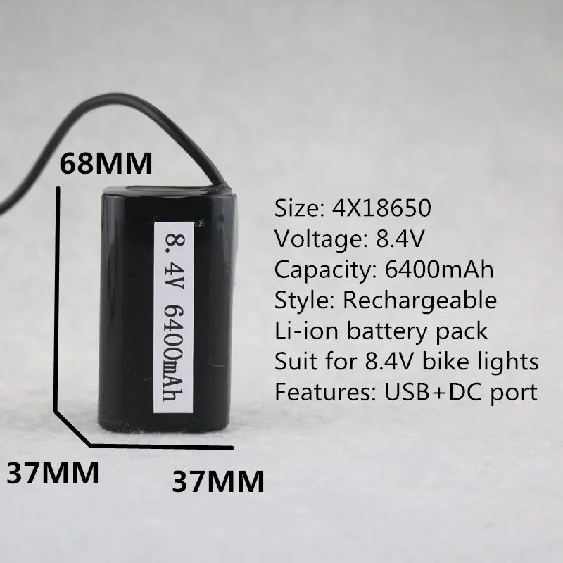 6400mAh литий-ионный 8 4 V велосипедные фары 18650 аккумулятор USB и DC с винтовой резьбой