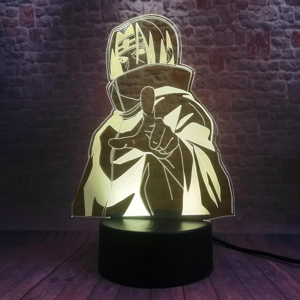 Ночник Naruto Kakashi Minato Uchiha Sasuke 7 цветов светодиодный прикроватный светильник 3D