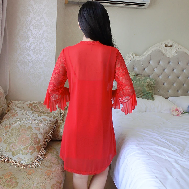 Женское кружевное нижнее белье прозрачная ночная рубашка большого размера с