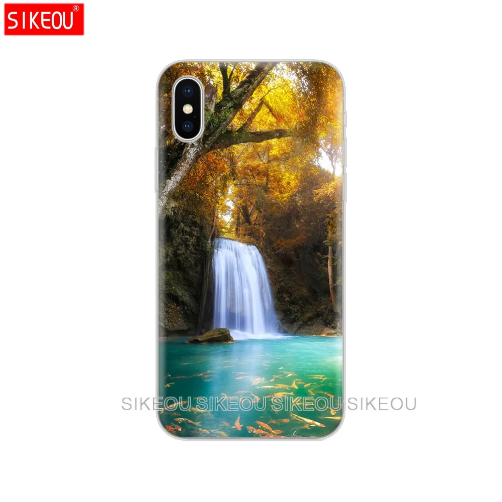 Силиконовый чехол для телефона Iphone 6X8 7 6s 5 5s SE 2020 Plus 10 XR XS MAX 11 pro бампер с водопадом и