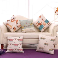 square 18 cartoon cute dog printed cotton linen home sofa decorative throw pillow cushion cover outdoor decor