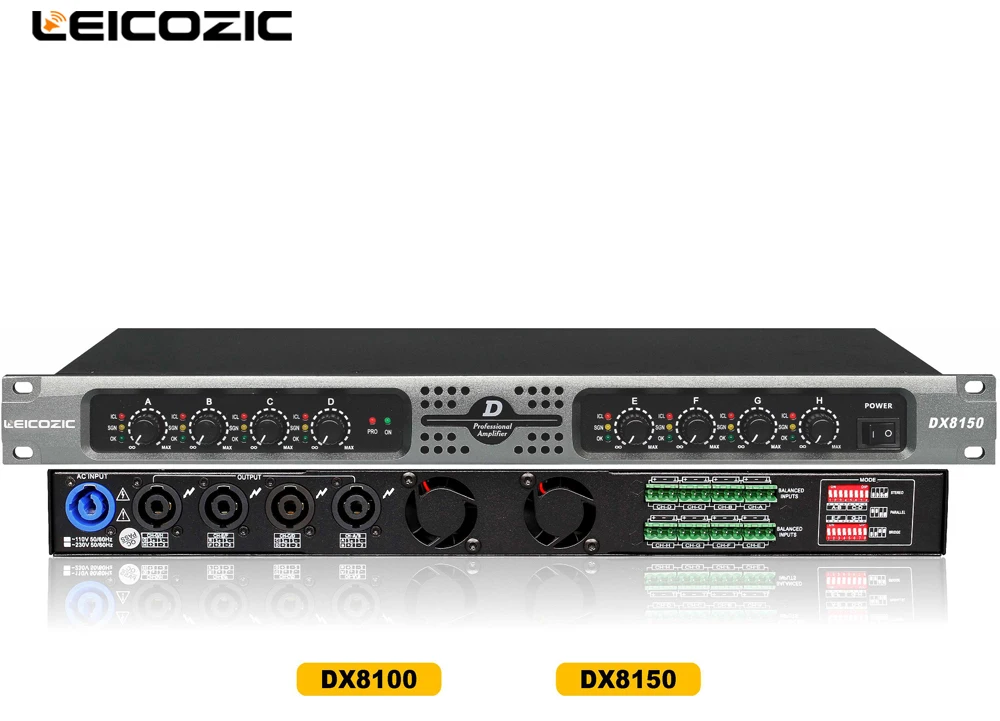 Leicozic DX8150 8-канальный усилитель класса d профессиональные звуковые усилители 8x250 Вт RMS 4ohm усилитель профессиональный усилитель мощности сценический