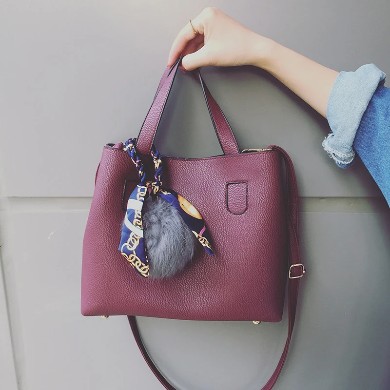 2018 Новая Модная шелковая сумка через плечо с шарфом и помпоном для волос мамы