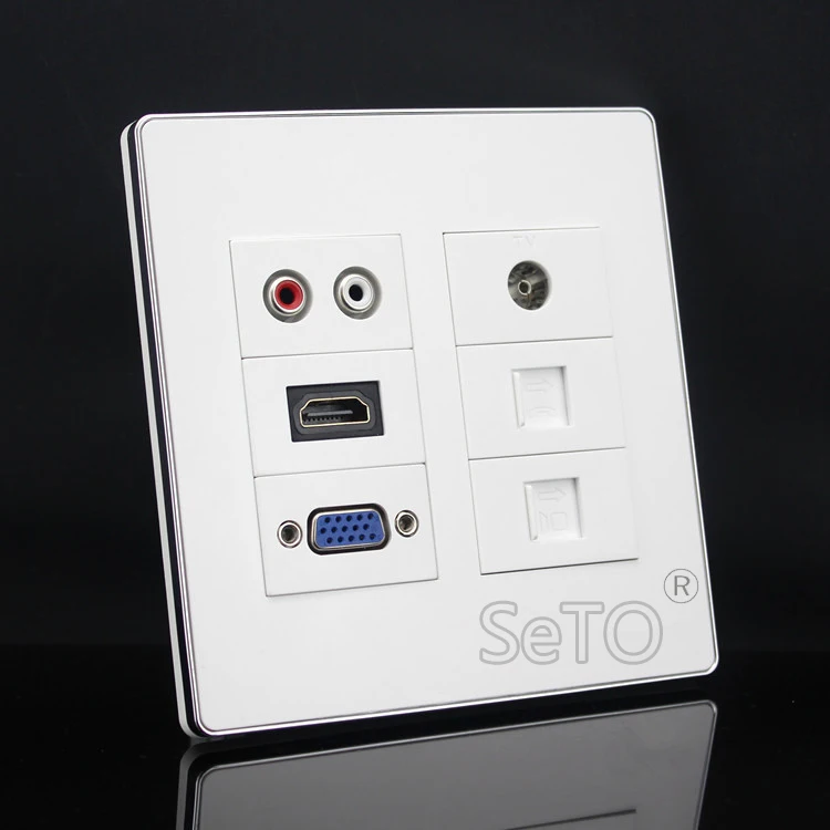 SeTo 120 тип ТВ + Сеть RJ45 Cat5e RJ11 Cat3 VGA HDMI аудиоразъем панель Выходная настенная