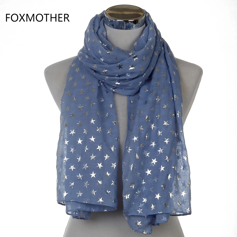 Новый модный дизайнерский женский хиджаб FOXMOTHER серебристый черный синий серый со