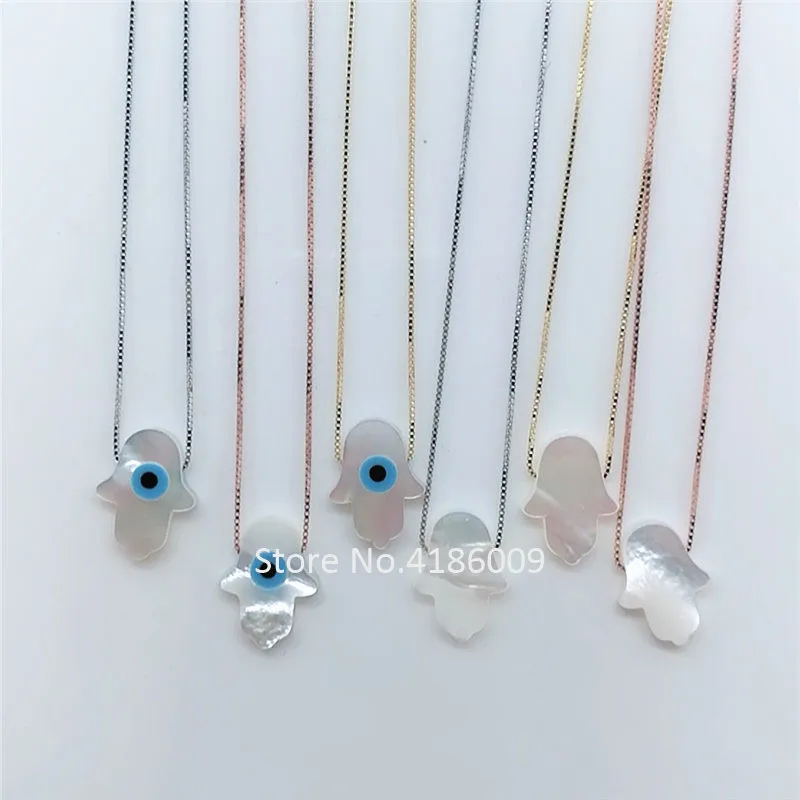 1pc 925 Sterling Silver Natural Shell Hamsa Necklace Mother of Pearl Fatima Hand Pendant Women Jewelry | Украшения и аксессуары