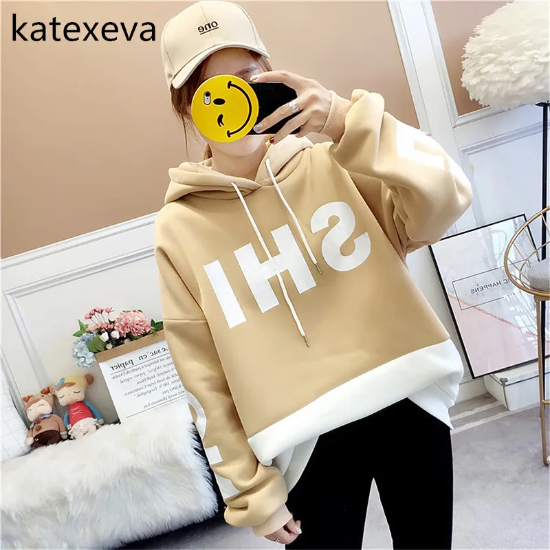 Katexeva плюс бархат утолщение 2018 осень и зима новая Корейская версия Свободные