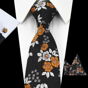 RBOCOTT Новое поступление Цветочные Галстуки модный галстук 7 см синий галстук красный свадебный Мужской зеленый фиолетовый Шелковый Галстук Hanky и запонки набор