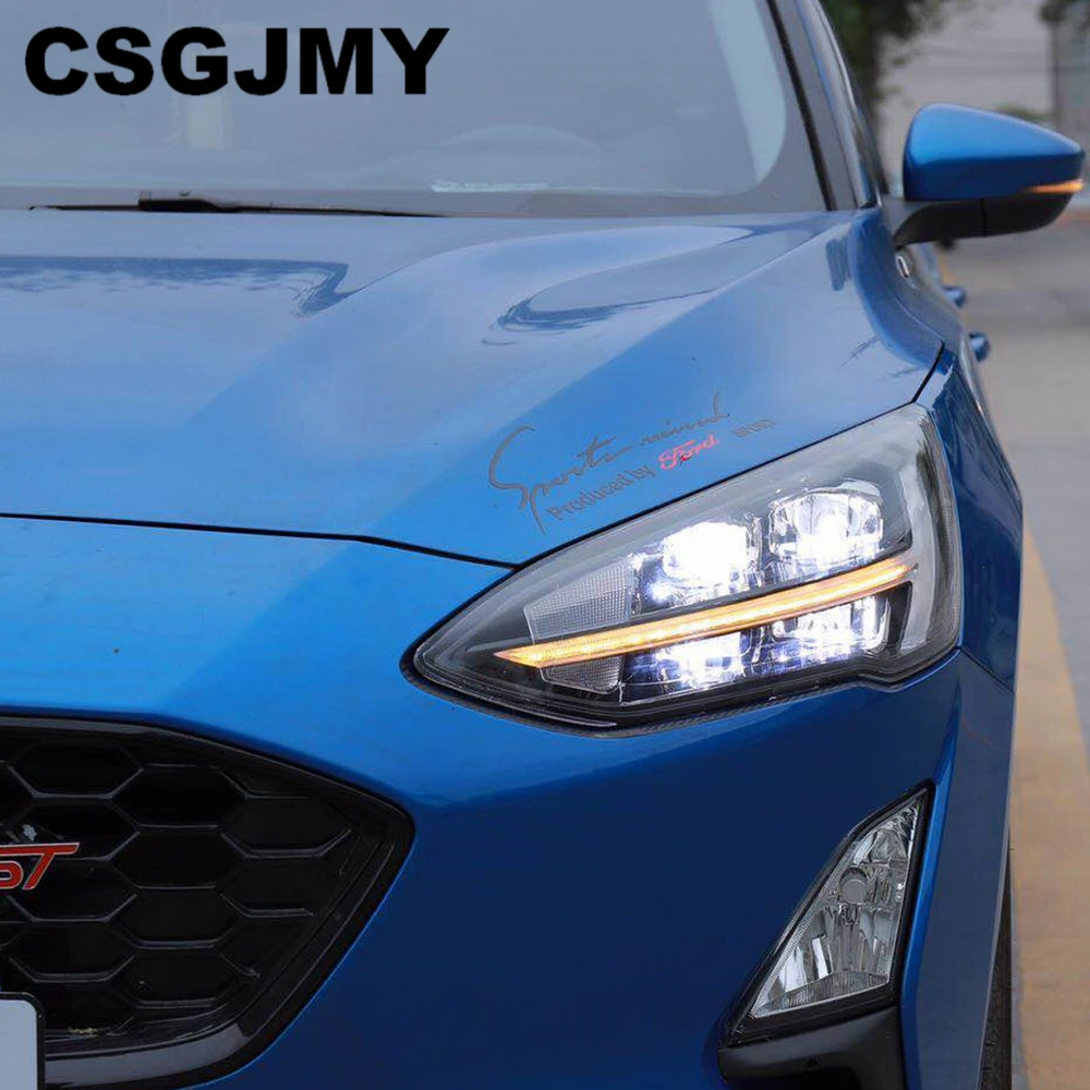 CSGJMY 1 пара автомобильный Стайлинг для Ford Focus головной светильник s все светодиодный головной светильник дневной ходовой светильник DRL Bi-светодиодный объектив