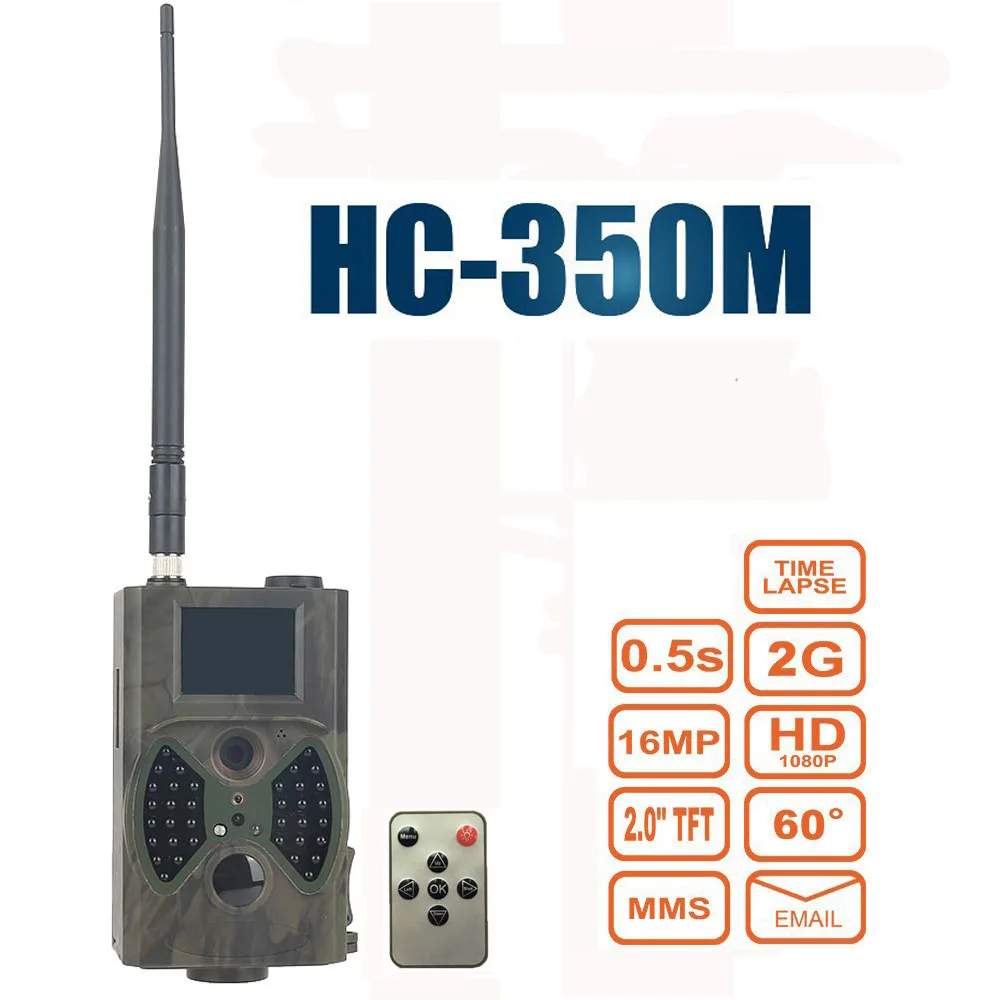 HC350M охотничья камера 2G GPRS MMS SMTP SMS 16MP 1080P 100 градусов PIR сенсор угол обзора дикой