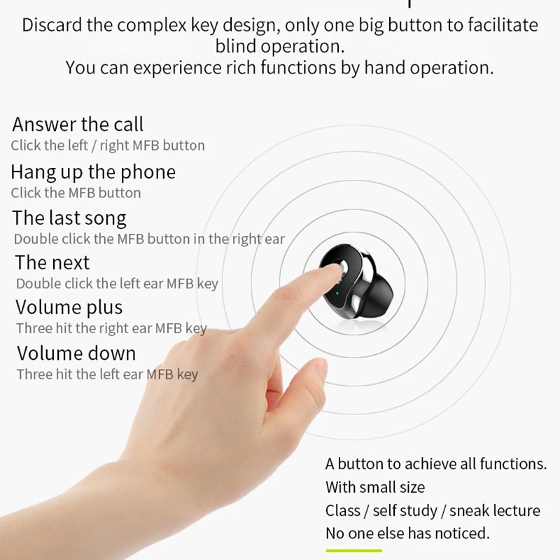SE6 невидимые Bluetooth наушники 5 0 глубокий бас Музыка TWS мини беспроводной с зарядным