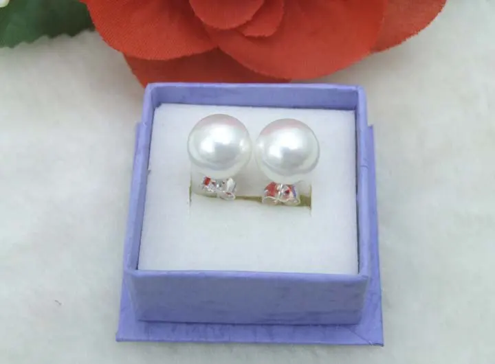 Женские серьги гвоздики с жемчугом 10 мм|earring genie|earring cardearring holder |