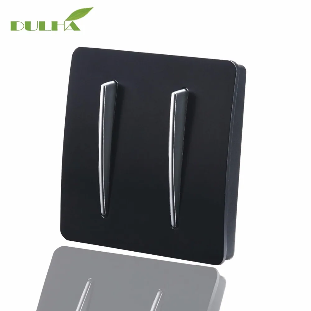 DULHA 2 Gang Way настенный выключатель света 10A 110 ~ 250V 220V электрическая кнопка Черный PC